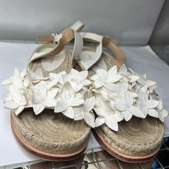 Pour La Victoire Sz 8 Women's Pica Espadrille White Leather Flat Sandals - Picture 8 of 10